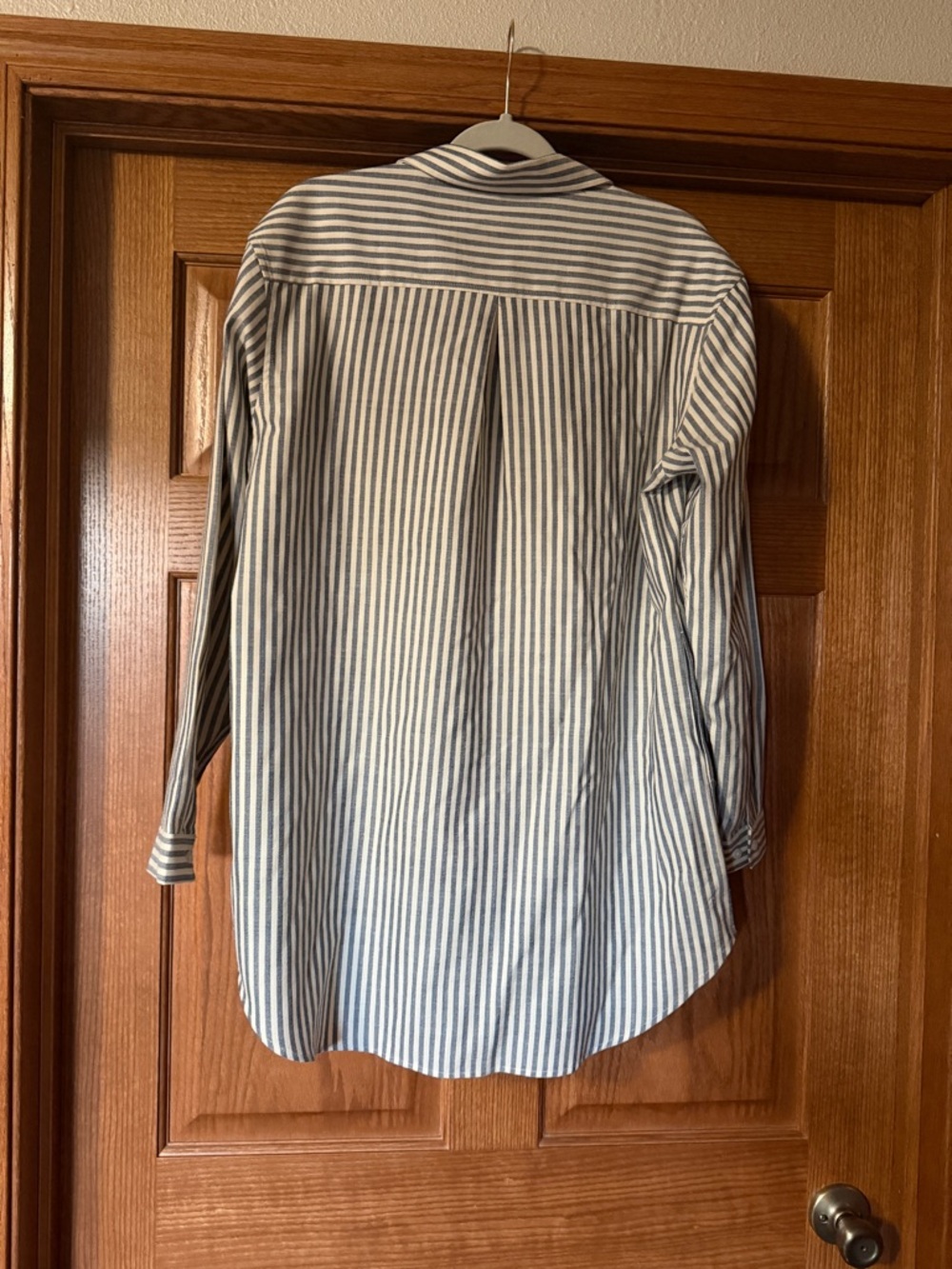 Wool& Venice striped button front tunic dress with pockets large - Picture 2 of 5
